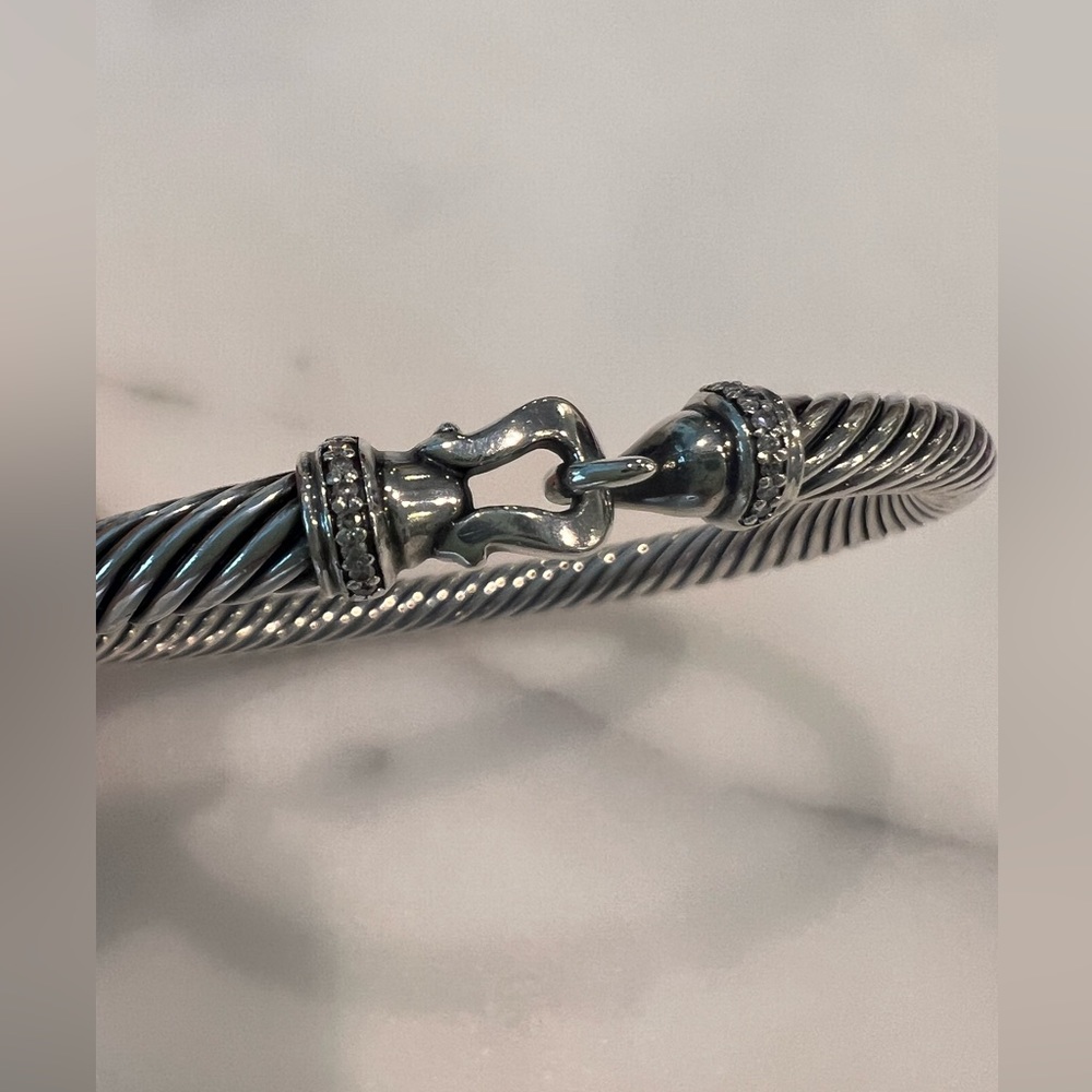 5mm buckle bracelet in sterling silver with pavé diamonds by David Yurman